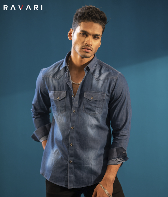 Classic Blue Denim Casual Shirt